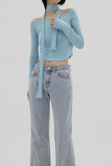 フレアライトブルーブーツカットパンツ / Flared light blue bootcut pants