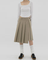 プリーツストリングラップスカート / Pleated string wrap skirt (2color)