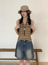 Chaneon Stripe Side String Hood Sleeveless