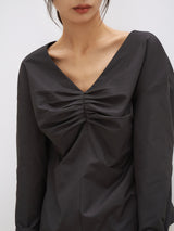 PINTUCK POINT BLOUSE [ CHARCOAL ]