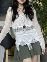 エスニックビンテージニーズニットスリーブレス / Ethnic Vintage Beads Knit Sleeveless