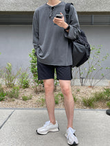 レイトンピグメントオーバーサイズフィットウォッシングスリット長袖Tシャツ / Layton Pigment Oversized Fit Washing Slit Long Sleeve Tee (5 colors)