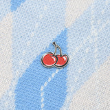 スモールチェリーアーガイルカラーニット／SMALL CHERRY ARGYLE COLLAR KNIT [SKY]