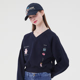 ウィティーバニーVネックスウェットシャツ／WITTY BUNNY V-NECK SWEATSHIRT [NAVY]