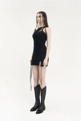 リンクドアイレットドレス / [Seow] Linked eyelet dress, black