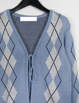 アーガイルリボンカーディガン / Argyle Ribbon Cardigan (3color)