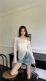 バウアオフショルダー長袖Tシャツ