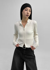 [MADE] Sharp Slim Knit Zip-up