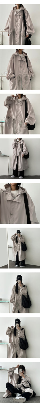 [Detachable hoodie!] Hooded layered Tok Tok Long Bomber Jumper