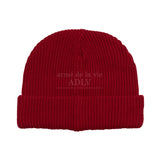 ロゴサークルエンブレムエンボスパッチショートビーニー/ A LOGO CIRCLE EMBLEM EMBOSS PATCH SHORT BEANIE RED