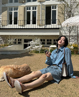 クロップデニムシャツ / crop denim shirt