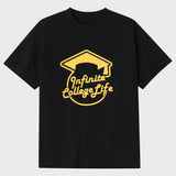 インフィニティーカレッジライフクルーネックブラックユニセックスTシャツ / Infinite college life crew neck black Unisex T-shirt