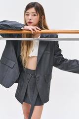 スポットレイヤードベルトスカート/Spot Layered Belt sk (2 colors)