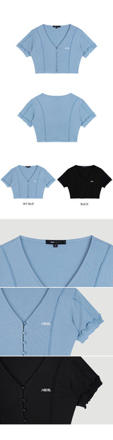HIDE Lettuce Edge Cardigan Top (Black) (6570973233270)