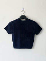 Twisted knitwear short-sleeved