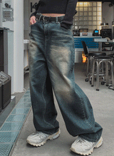 ワンダーウォッシングウィンターワイドデニムパンツ