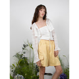 リブドシェルボタントップ / RIBBED SHELL BUTTON TOP - WHITE