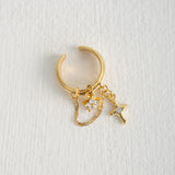 3ラインドロップチェーンウィズペンダントイヤーカフ/3 line drop chain with pendant earcuff