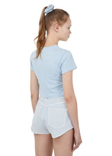 [i-ts21-002] CAT GUIDE CROP T-SHIRT SKY BLUE