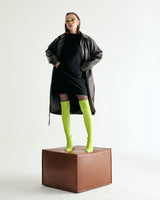 W.BELTED LEATHER SHIRRING COAT - DARK BROWN (6636057952374)