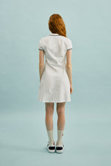 スモールチェリーフレアーピケドレス／SMALL CHERRY FLARED PIQUE DRESS [WHITE]