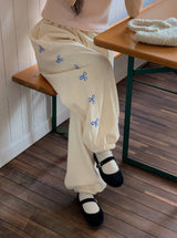 Ribbon Sheep Fleece Jogger Pants (4color)