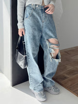 ストーンウォッシュッドスプリットデニムパンツ/no.1110 Stone Washed Split Denim Pants