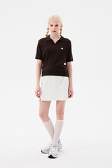 モノチェリーオープンカラーニット / MONO CHERRY OPEN COLLAR KNIT [BROWN]