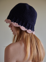 플라워벨햇 (네이비 앤드 핑크) /  Flower bell hat (navy and pink) (6656025100406)