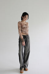 タイダイシースルーオープンTシャツ / Tie-dye see-through open T-shirt (2color)