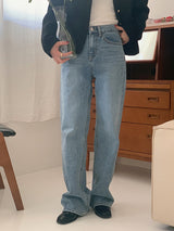 Mention napping light blue wide winter denim pants