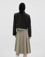 クラシックレザークロップドブルゾンジャケット / Classic leather cropped blouson jacket