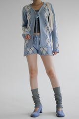 アーガイルリボンカーディガン / Argyle Ribbon Cardigan (3color)