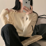 [Goddess complete/Point!] Very one shoulder ribbon ribbed knit. - 3 colors