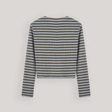Khaki Toggle Patch Stripe Cardigan
