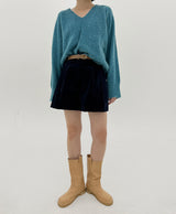 Vネックブラッシュアルパカニット/V-neck brush alpaca knit (2color)