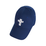 Black cross logo over fit buckle cap NAVY