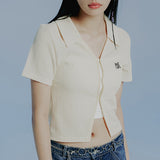 オープンカラーニットカーディガン/OPEN COLLAR KNIT CARDIGAN_LIGHT YELLOW