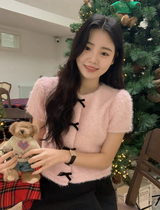 [SHOPPERMADE] クリスマスモヘアカーディガン+ベルベットリボン (3color)