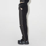 Denim Knit Blocking Pants [BLACK] (6638402568310)