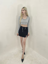 MQサテンスリットスカート/353. MQ satin slit sk (bk, iv)