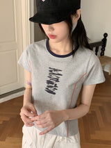 Alive Line Lettering Coloring Cropped Short-Sleeved T-Shirt