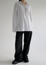 ワッフルアイレットカラーTシャツ/Waffle Eyelet Collar T-shirt (2color)