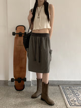 ワズスリムフィットワッフルツーウェイノースリーブベストクロップドフーディージップアップ / Waz Slim Fit Waffle Two-Way Sleeveless Vest Cropped Hoodie Zip-Up