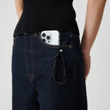 BLACK PEBBLE PHONE STRAP KEY RING