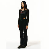 221-WAVE KNIT RIBBON BOOT CUT PANTS (6677538930806)