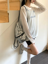 Dimu Air Mesh Blockcore Print Long Sleeve T-Shirt