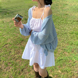 [Adjusting the strap] cancan sleeveless dress