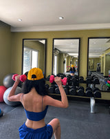 Yellow lettering ball cap