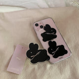 コットンバニーポポジェリーハードアイフォンケース/Cotton bunny popo Jelly Hard phone case black